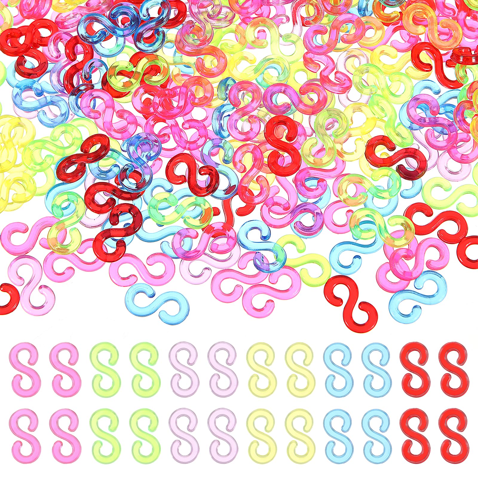 1500 Pcs Rubber Band S Clips - Loom Band Clips for DIY Bracelet Making, Plastic Connector Refills for Rainbow Loom Bracelets - Perfect for Kids Crafts, Jewelry Making & DIY Projects