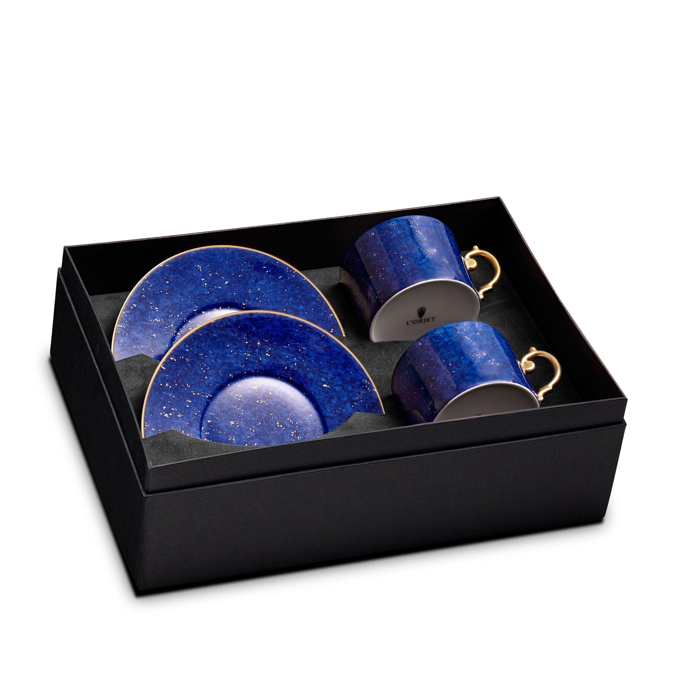 Premium Lapis Blue Tea Cup and Saucer Set - 2 Piece Ceramic Tea Set for Afternoon Tea, Gift, or Home Decor - Elegant Tea Drinking Experience for Relaxation & Hospitality