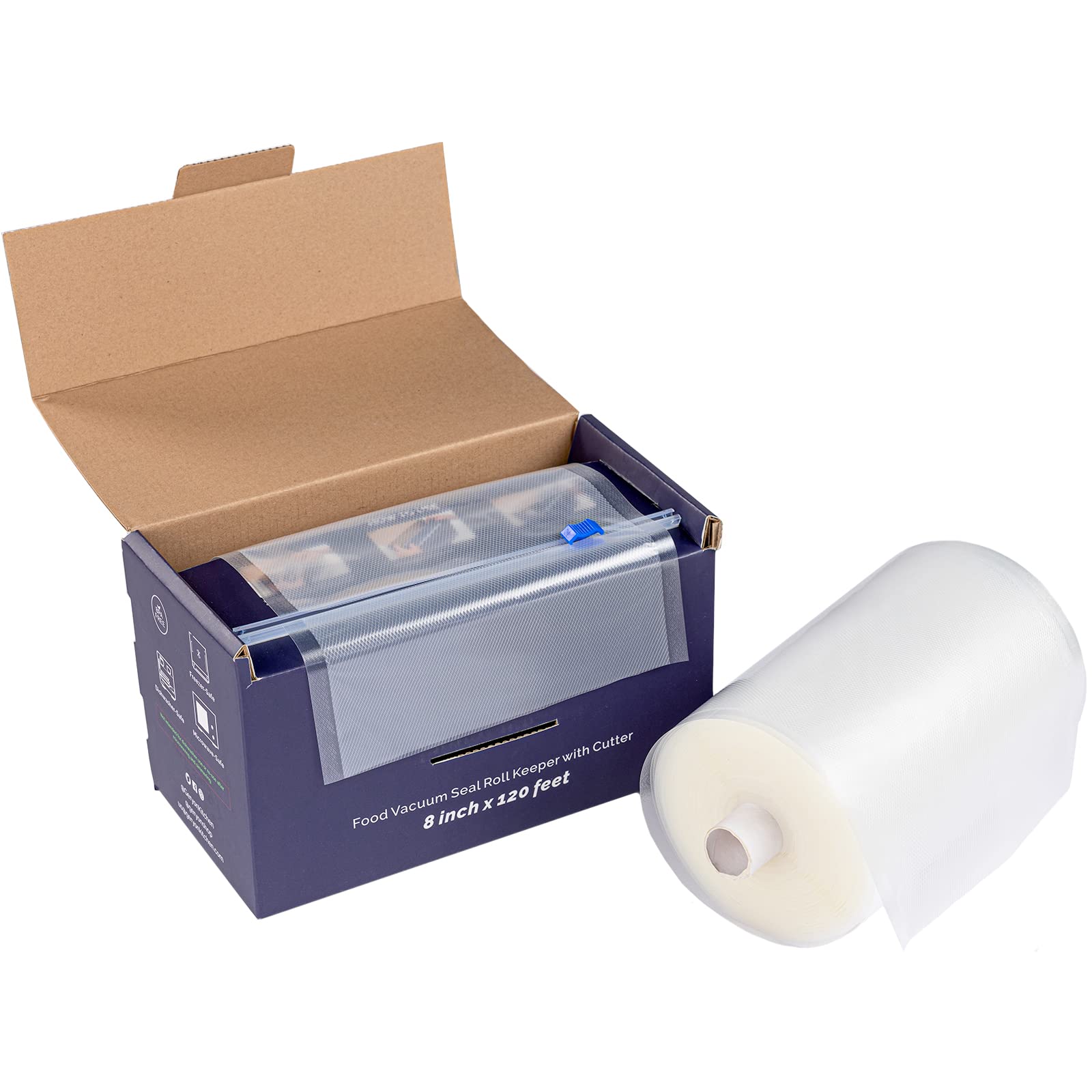 GERYON Vacuum Sealer Bags for Food Storage - 8x120ft Rolls with Slide Cutter | BPA-Free, Compatible with All Vacuum Sealer Machines | Perfect for Meal Prep, Sous Vide Cooking & Long-Term Food Preservation