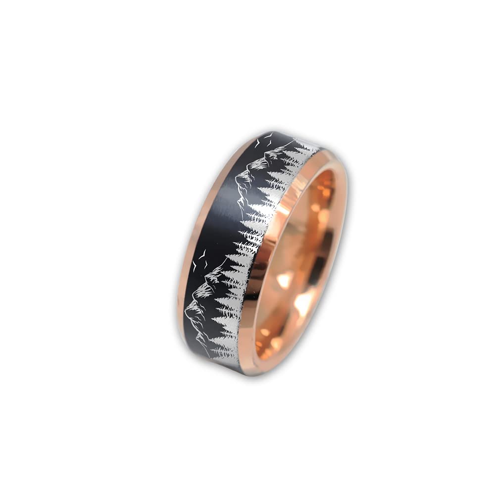 Nature Inspired Mountain Range Wedding Band - Forest Engagement Ring for Outdoor Lovers - Handcrafted Tree & Hiker Ring - Perfect for Adventure Weddings, Hiking Proposals & Nature-Themed Ceremonies