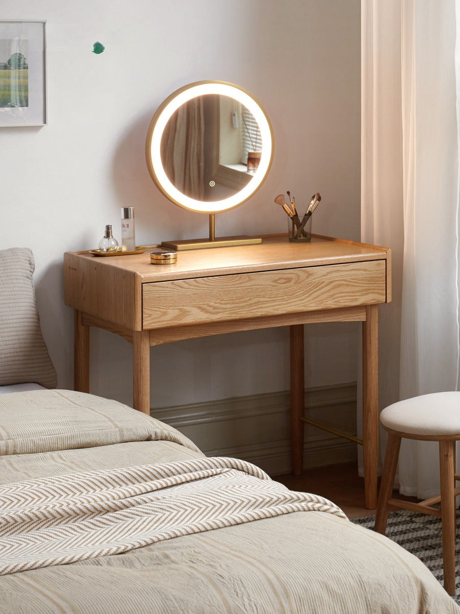 Stylish Oak Solid Wood Nordic Dressing Table - Modern Vanity Desk for Bedroom & Makeup Area | Perfect for Home Decor & Beauty Routine