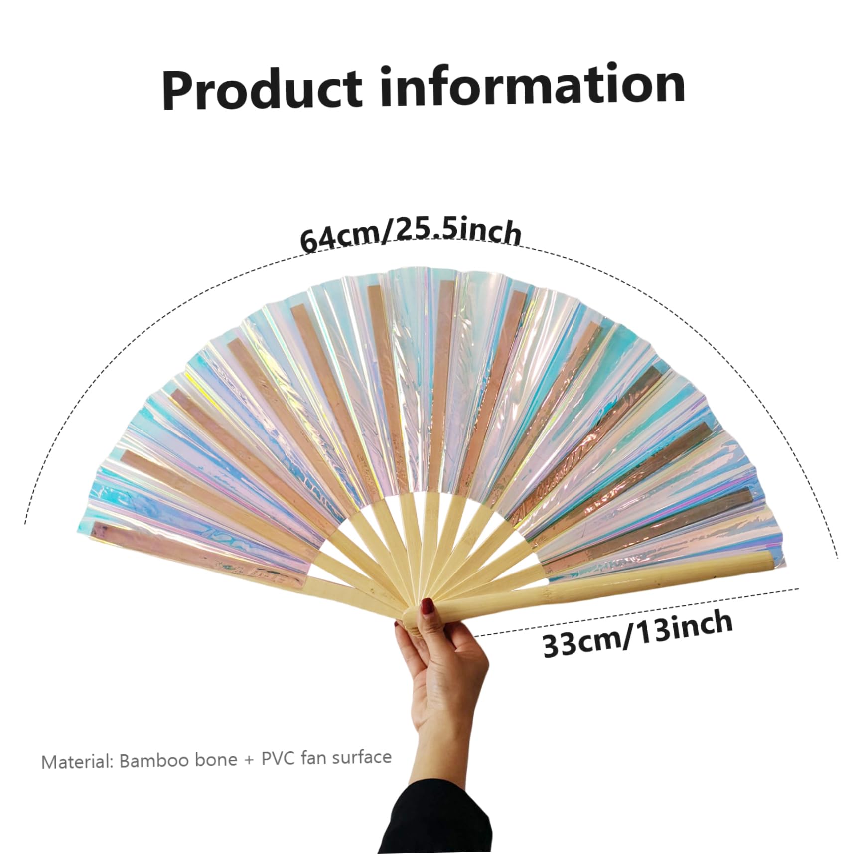 1PC Holographic Handheld Folding Fan - Shining Rave Fan with 3D Illusion Effect, Iridescent Festival Hand Fan for Men & Women - Perfect for Raves, Concerts, Cosplay & Summer Outfits