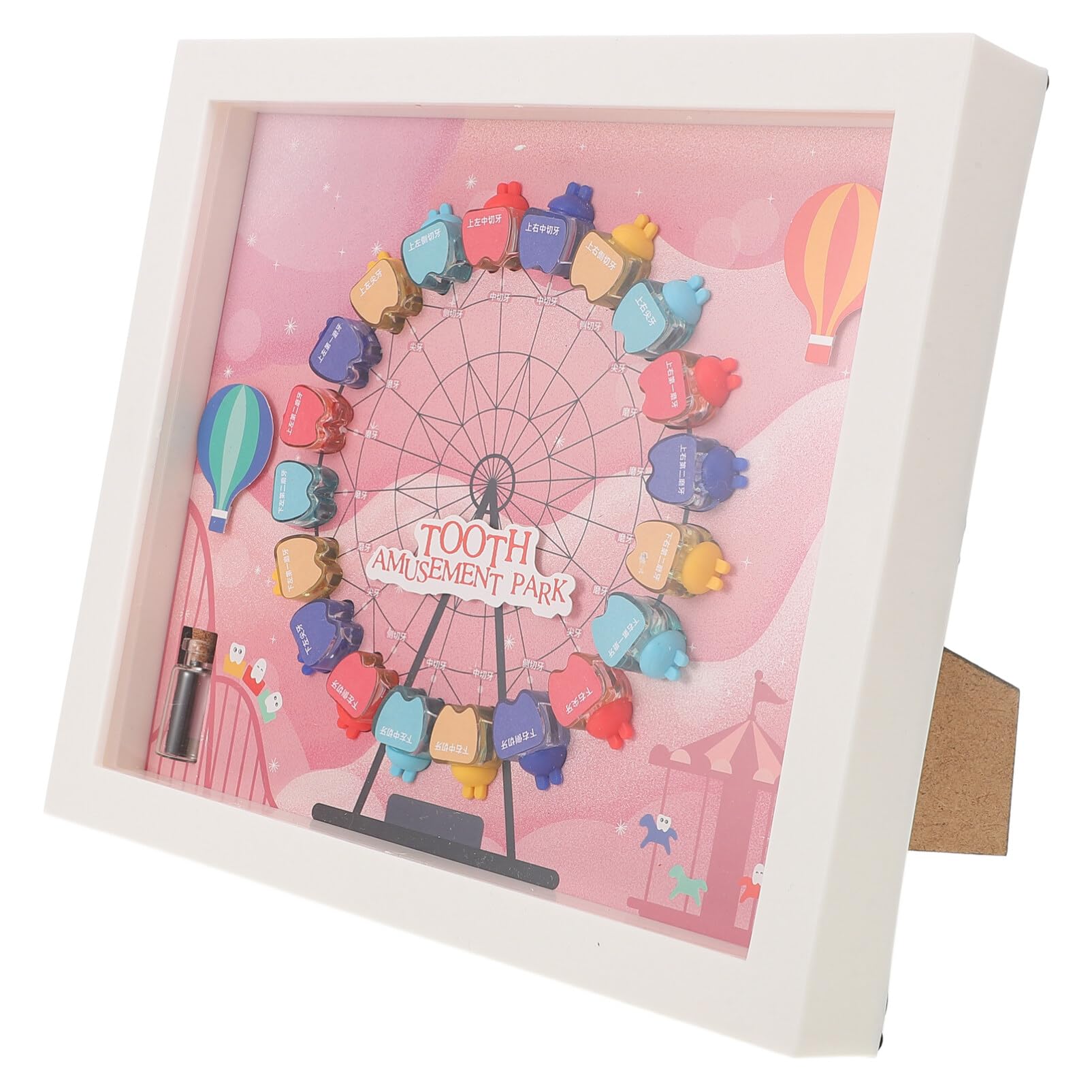 iBasenice Baby Teeth Keepsake Box - Ferris Wheel Design Tooth Storage Organizer with Picture Frame | First Tooth & Haircut Memory Box for Baby Keepsakes | Perfect Baby Shower Gift & Nursery Decor