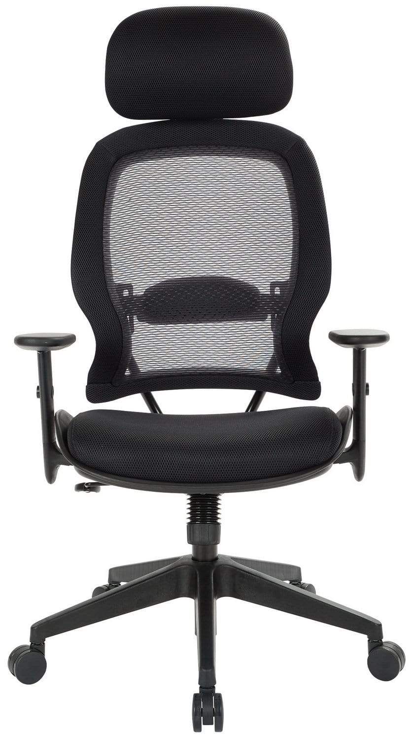 Ergonomic Mesh Office Chair with Adjustable Headrest & Lumbar Support - Breathable Air Grid Design for Home & Office Workspaces - Perfect for Long Hours of Sitting, Gaming & Computer Work
