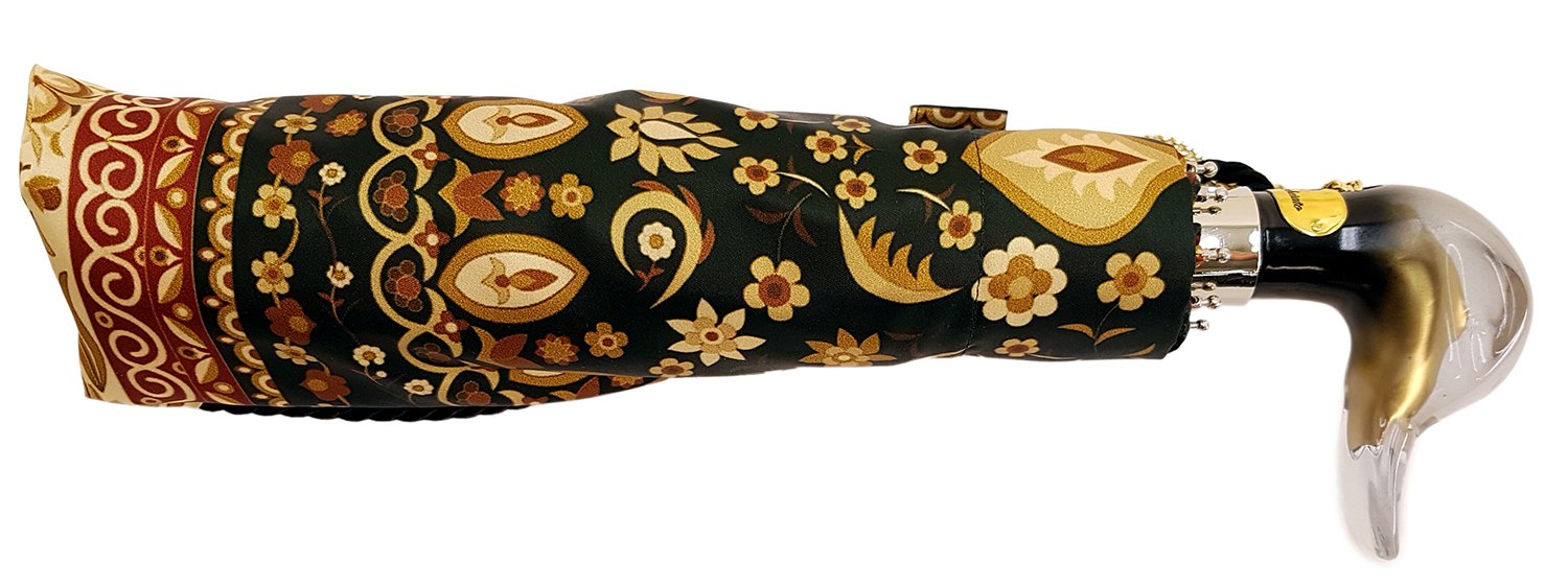 Elegant Italian Floral Women's Folding Umbrella - Compact Travel Umbrella for Rain & Sun Protection - Perfect for Commuting, Travel & Outdoor Events