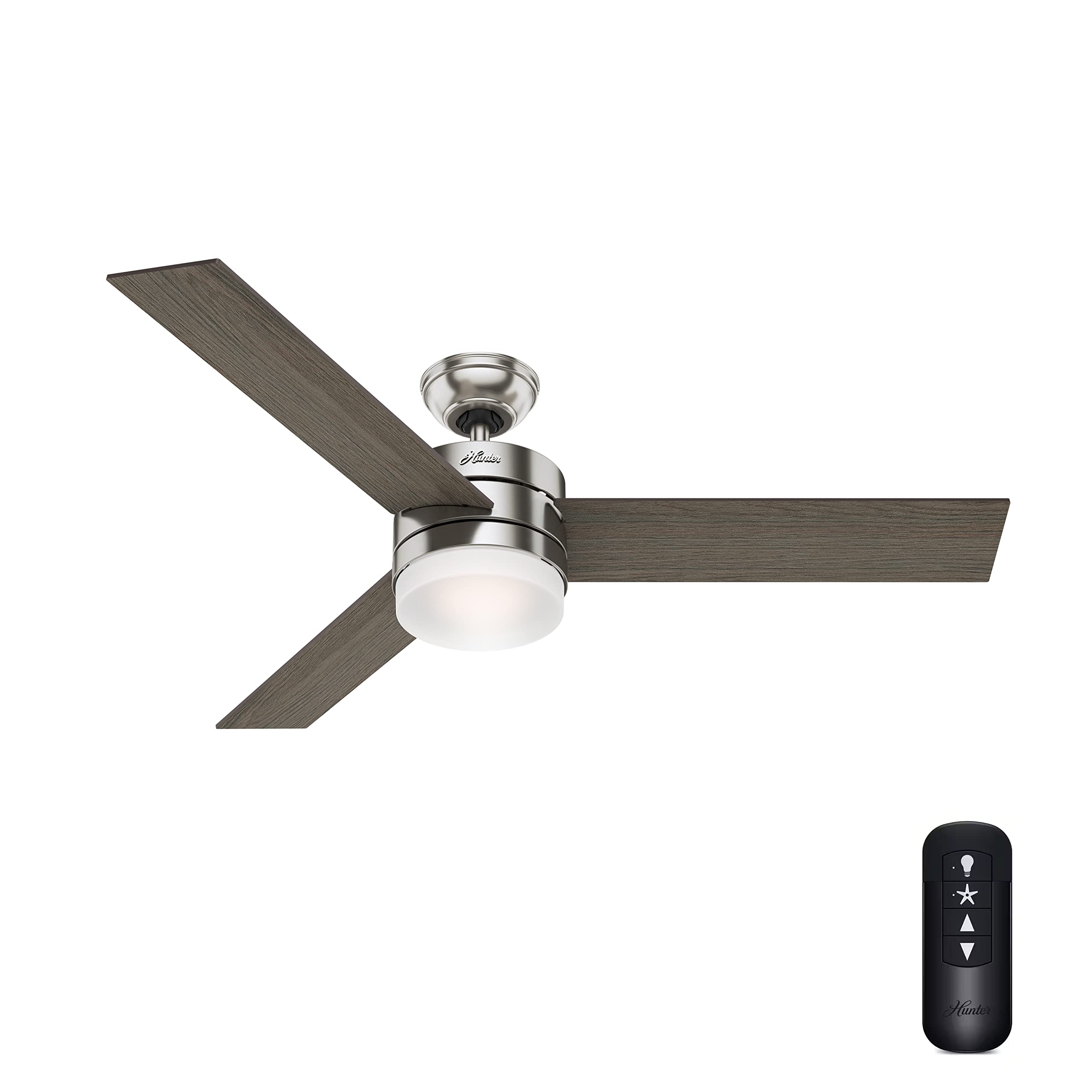 Hunter 54 Inch Modern Ceiling Fan with Remote Control, Brushed Nickel Finish - Energy Efficient Quiet Operation for Bedroom, Living Room, Office (Renewed)