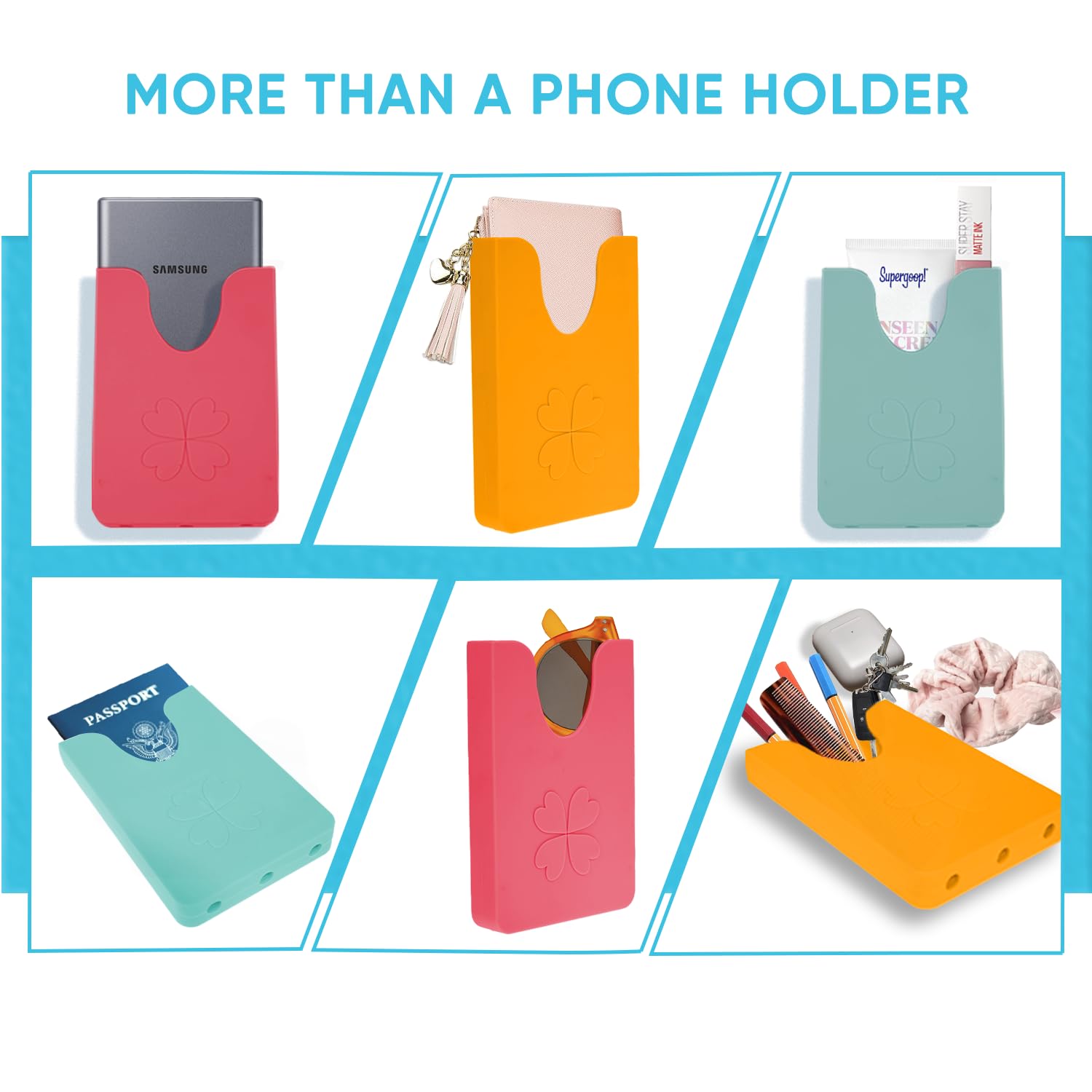 Bogg Bag Phone Holder - Silicone Beach Bag Accessory with Universal Phone Size Fit | Perfect for Pool, Beach & Outdoor Activities - Orange Peel Design