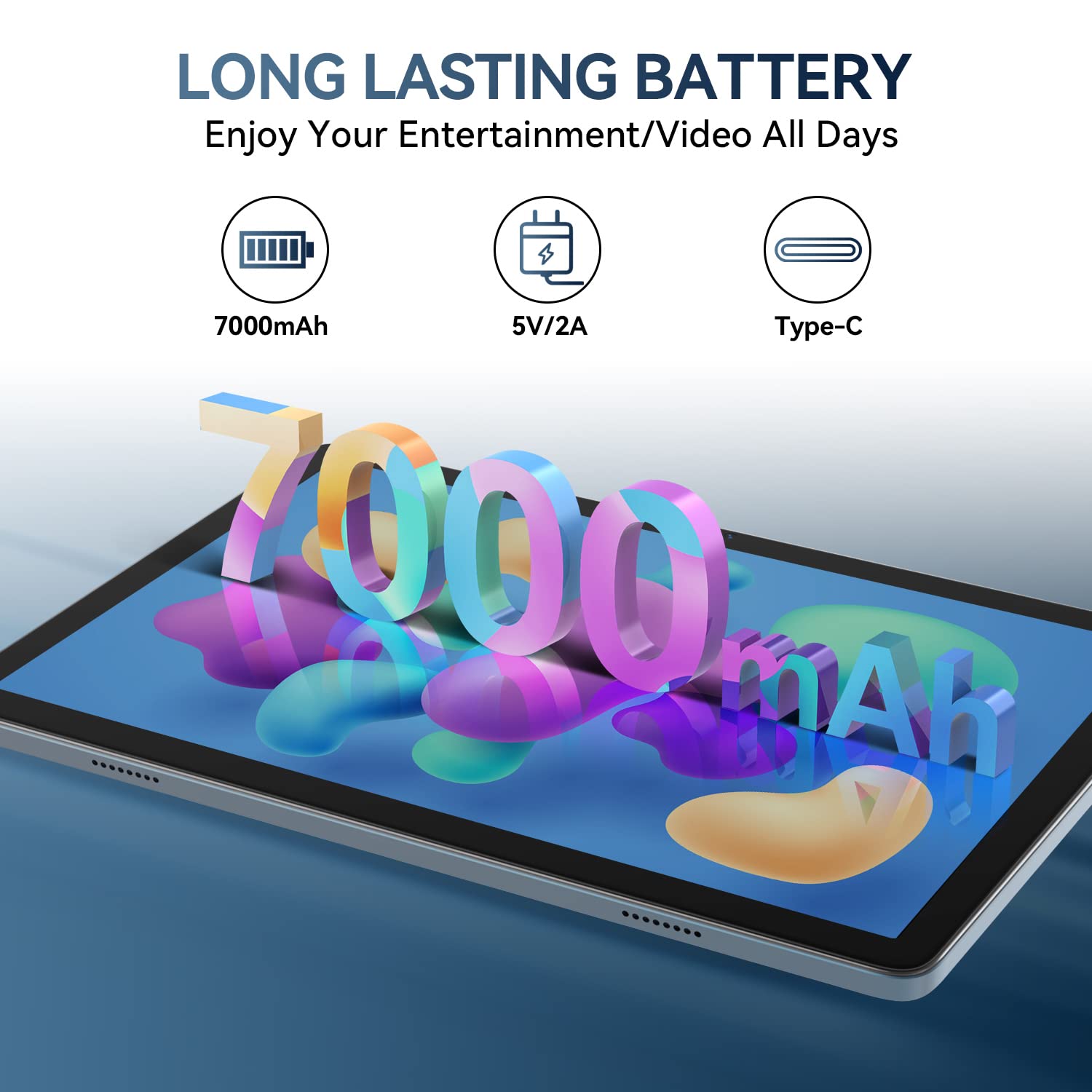 2025 Latest 10-inch Android Tablet - Octa-Core 5G WiFi Tablet with Keyboard, 128GB+8GB RAM & 1TB Expandable Storage, 13MP Dual Camera, Bluetooth, GPS, HD Touchscreen - Perfect for Work, Study & Entertainment