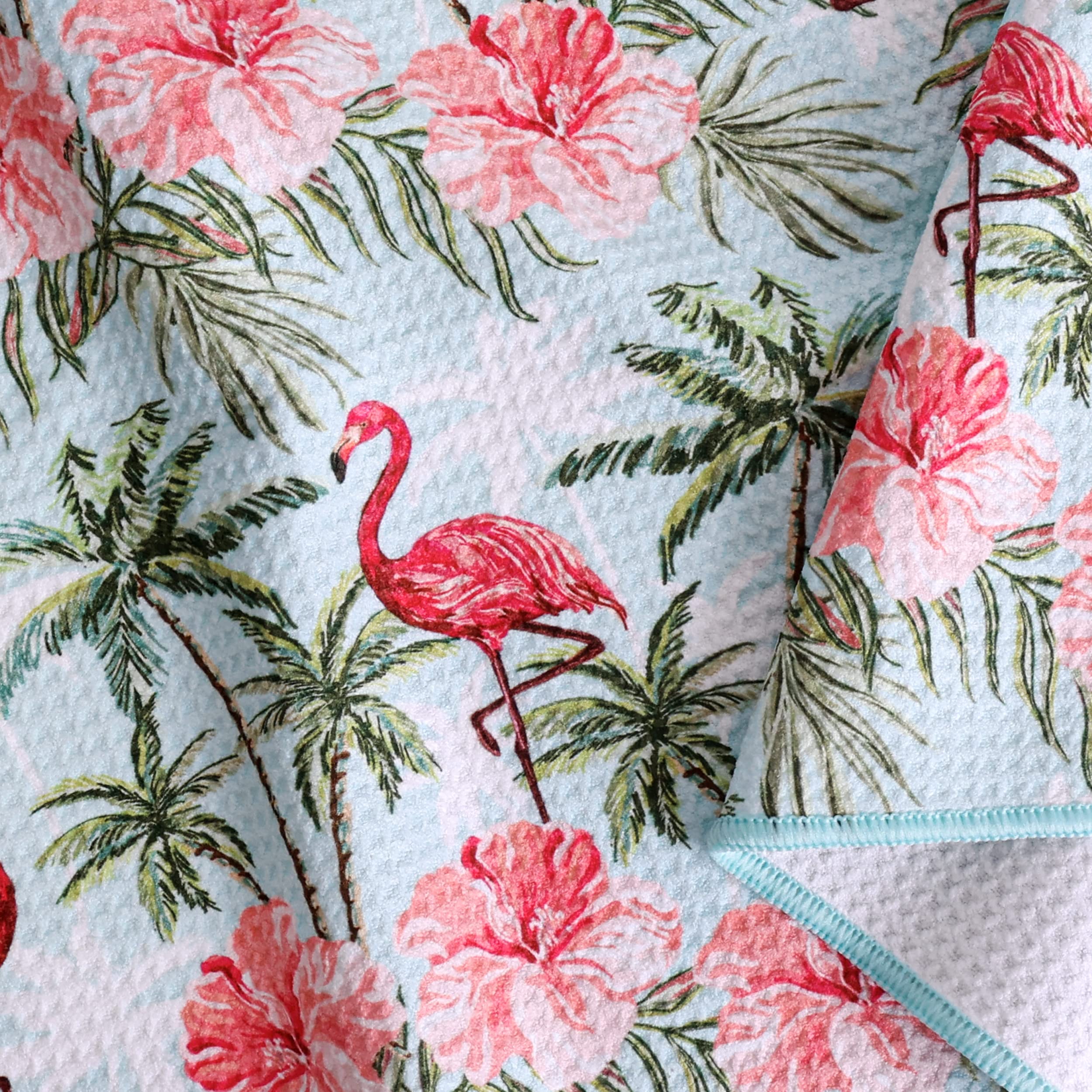 Premium Golf Towel Set of 2 - Microfiber Waffle & Ball Towels for Golf Bags - Best Golf Accessories for Men & Women - Ideal Golf Gifts - Flamingo Palm Tree Design - Perfect for Course Play, Practice & Club Storage