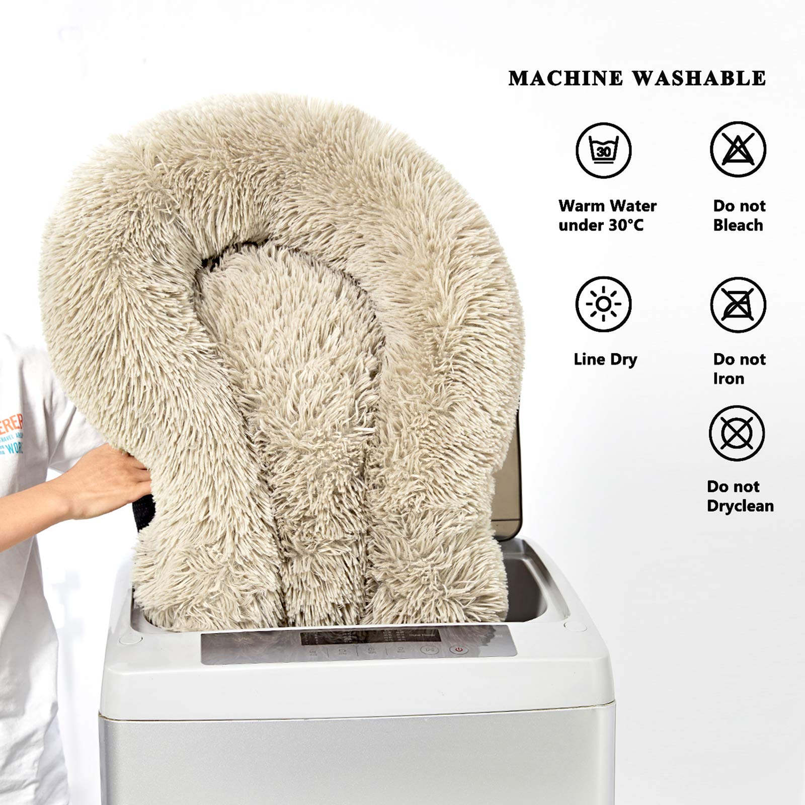 Washable Large Round Donut Dog Bed - Comfy Calming Cuddler Pet Bed for Medium & Large Dogs - Perfect for Anxiety Relief, Crate Training & Cozy Napping