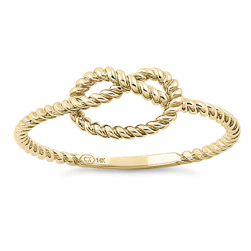 14K Solid Yellow Gold Rope Knot Ring for Women - Elegant Stackable Jewelry for Everyday Wear, Gift Giving & Special Occasions
