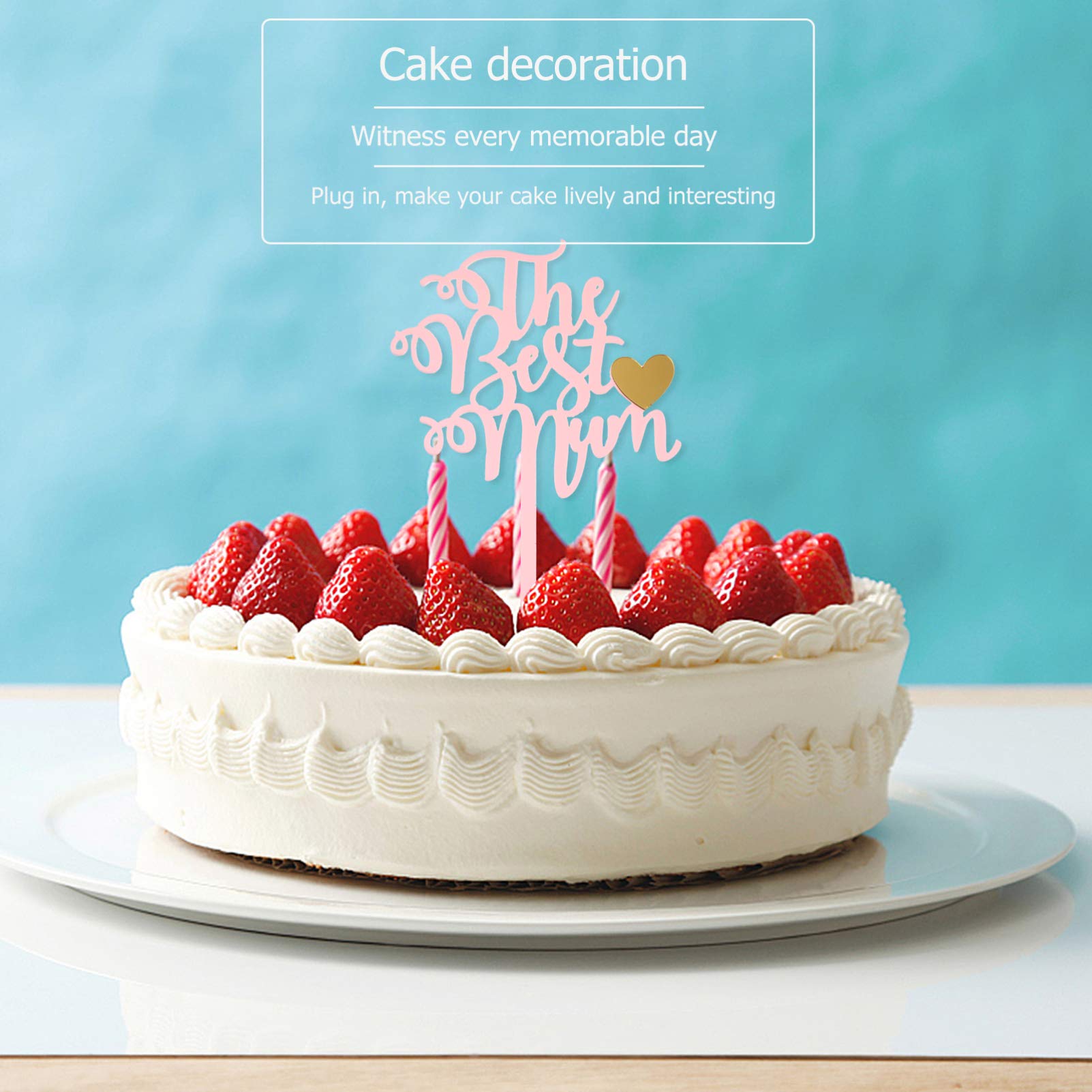 10pcs Acrylic Cake Toppers for Mother's Birthday - Elegant Cake Decorations for Mom, DIY Cake Insert Toppers for Birthday Cakes, Wedding Cakes, Baby Showers & Special Celebrations