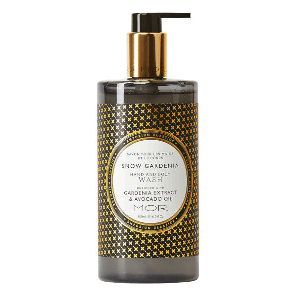 MOR Hand & Body Wash - Snow Gardenia Scent 16.9oz (500ml) - Luxurious Moisturizing Cleanser for Bath & Shower - Perfect for Spa Days & Gift Sets