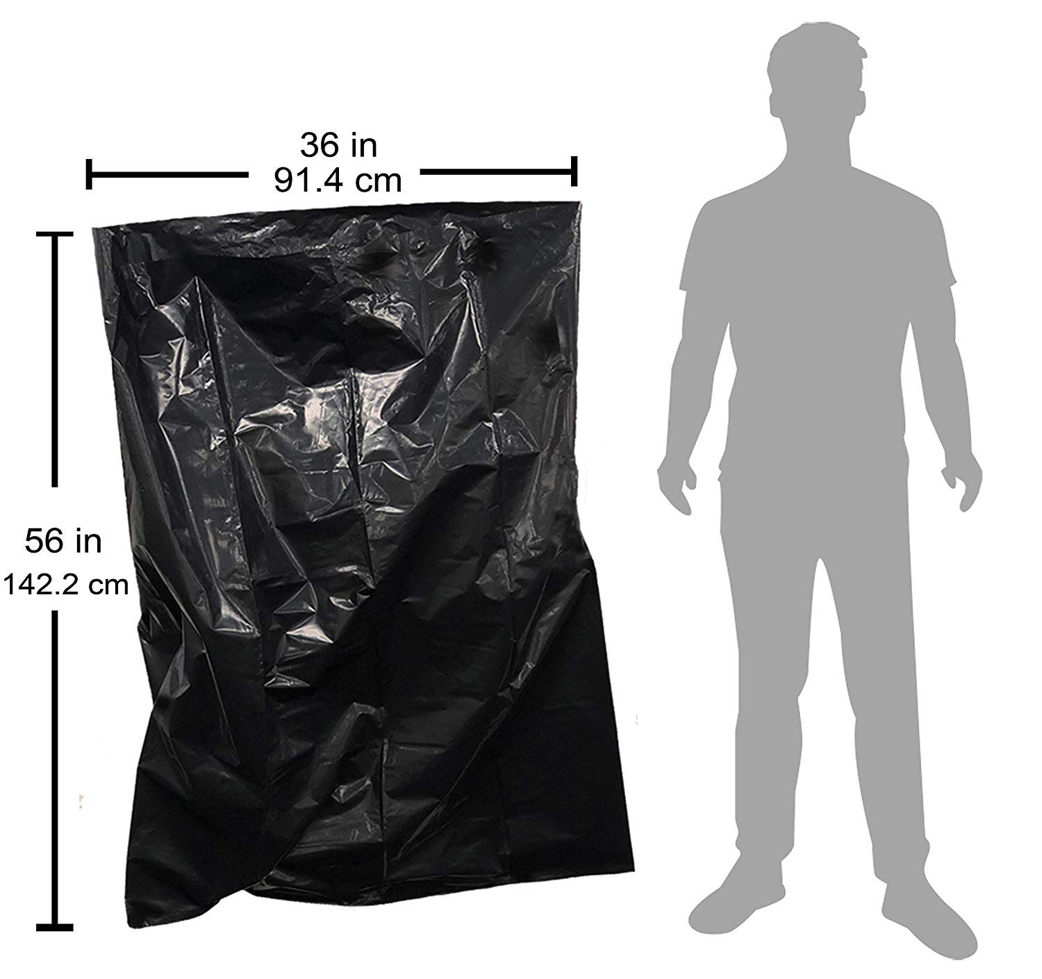 Reliable 55 Gallon Contractor Garbage Bags - Heavy Duty Black Trash Bags (20 Count) for Construction Sites, Yard Waste & Home Renovation Cleanup