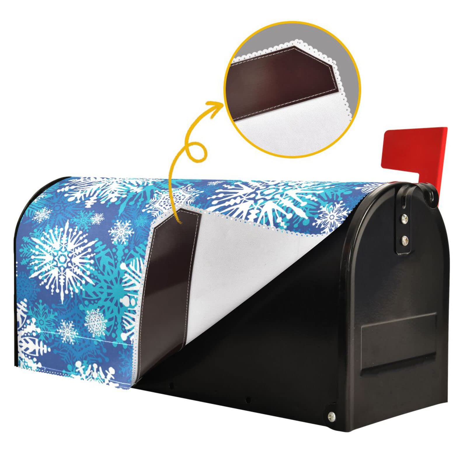 Magnetic Mailbox Cover 18x21 Inch - Snowflake Christmas Winter Design for Outdoor Mailbox Wraps | Weatherproof Decorative Mailbox Cover for Holiday Season & Winter Decor