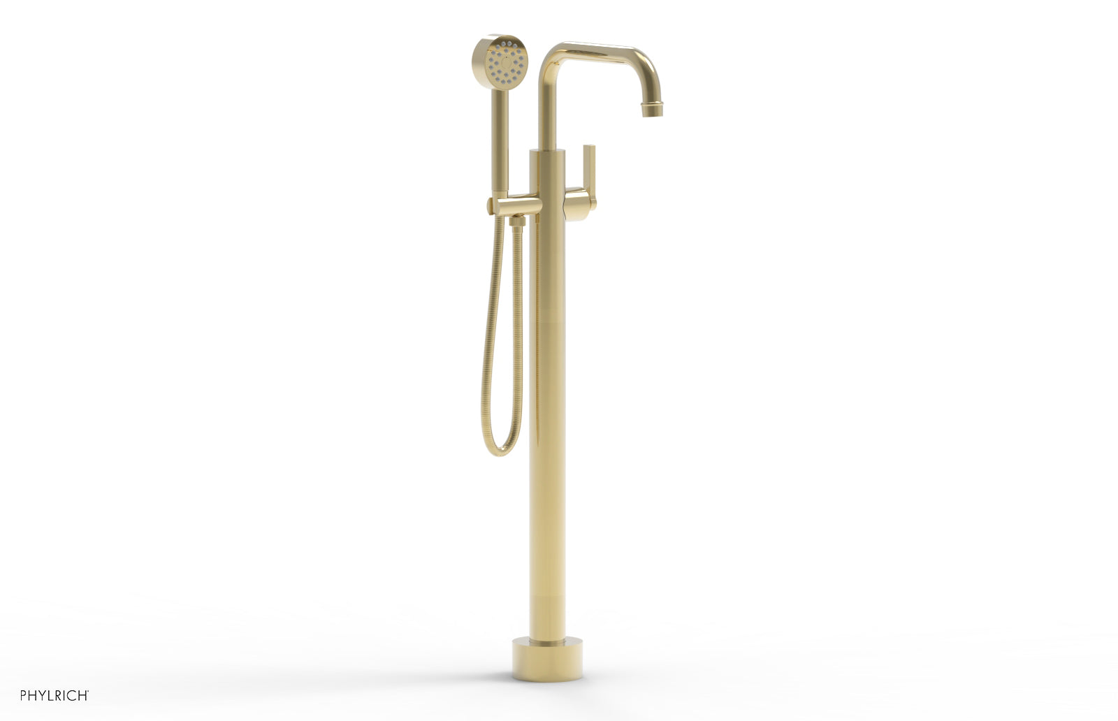 HEX MODERN Tall Floor Mount Tub Filler with Lever Handle & Hand Shower - Model 501 55 01 - Perfect for Contemporary Bathroom Renovations & Spa-Like Shower Experiences