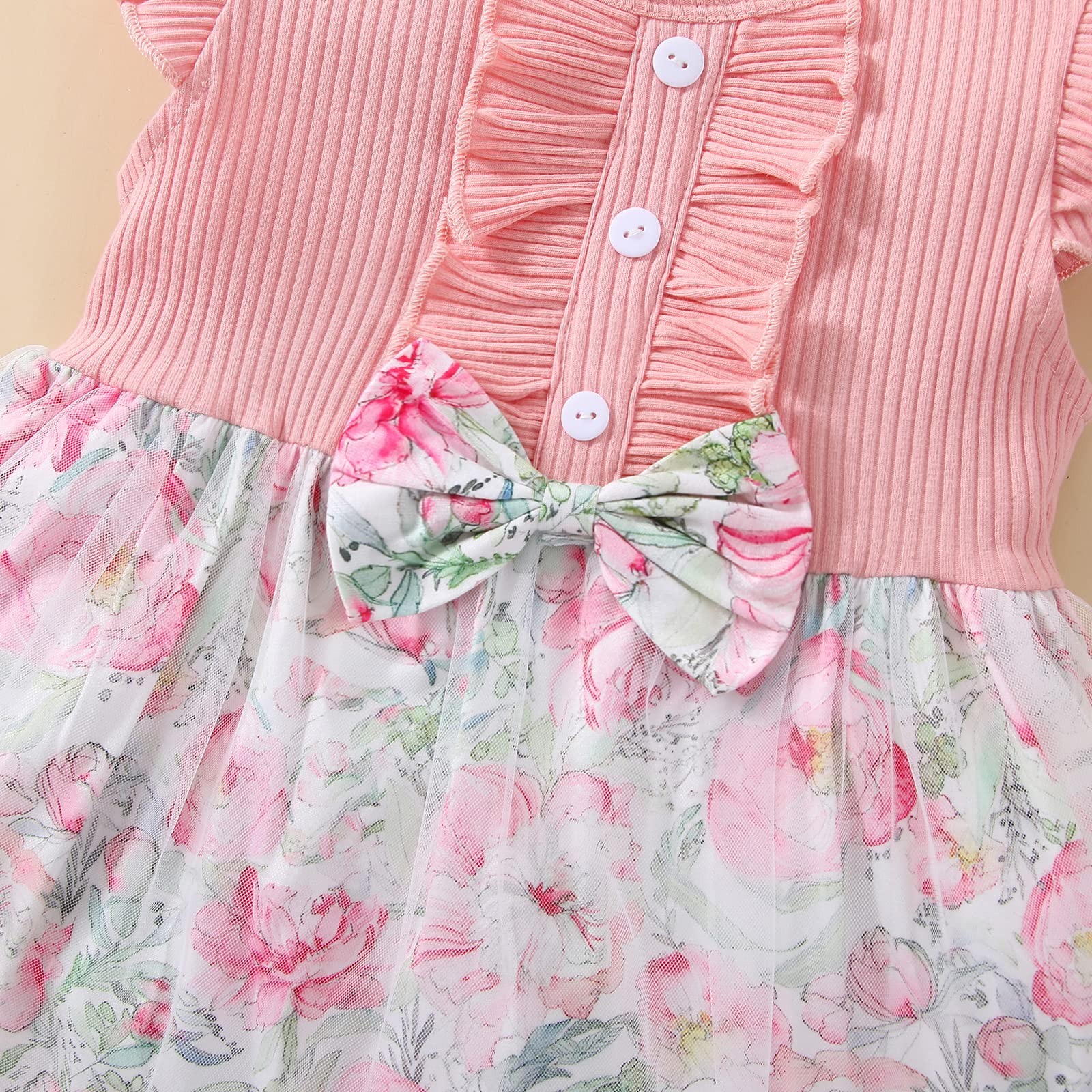 Baby Girl Summer Dress - Ruffle Sleeveless Ribbed Tops Floral Tutu Tulle Sundress | Perfect for Beach, Birthday Parties & Outdoor Play