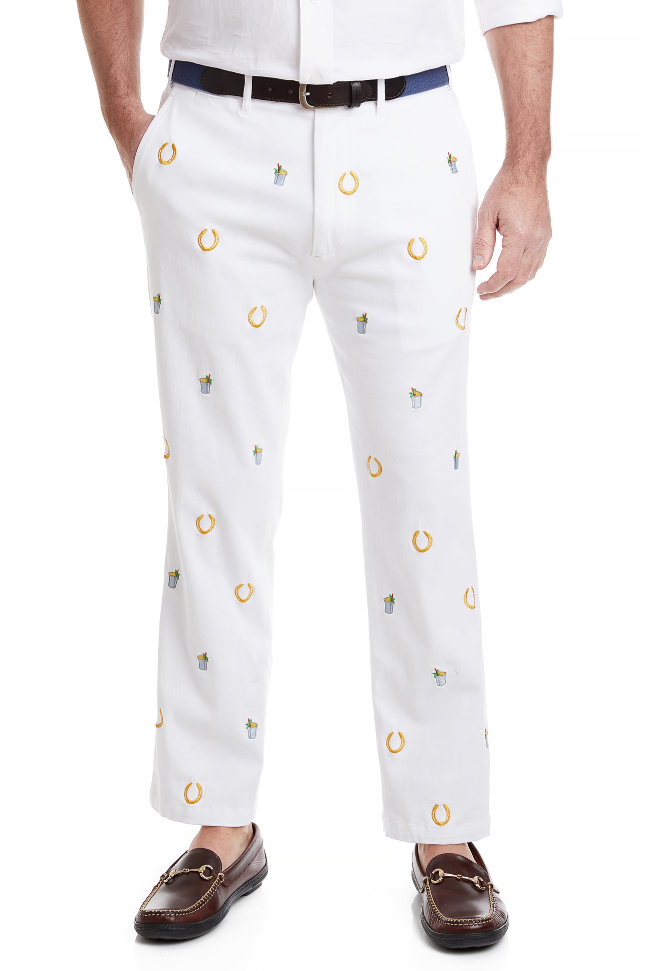 Stretch Twill White Harbor Pants with Lucky Mint Julep - Comfortable Casual Wear for Women, Perfect for Office, Travel & Everyday Outfits