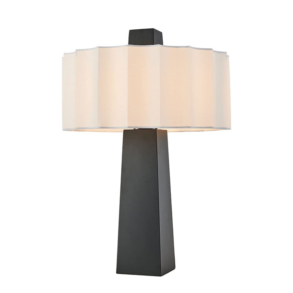 Nordic Iron Table Lamp with E27 Socket - Round Fabric Shade, Postmodern Minimalist Design for Living Room, Bedroom, Study & Hotel Lighting | Perfect Night Light for Restaurants and Cozy Spaces
