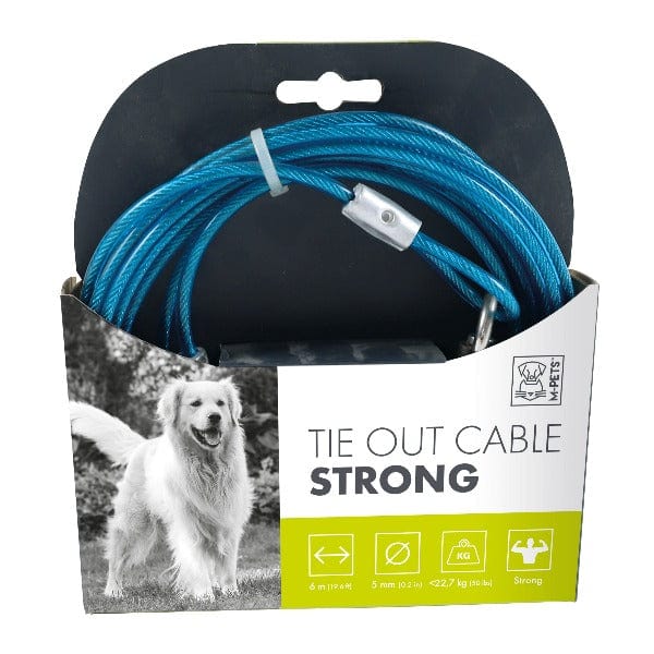 Strong M PETS Dog Tie Out Cable - Heavy Duty Up to 50 lbs (22.7 kg) for Secure Outdoor Tethering, Backyard, Camping & Training