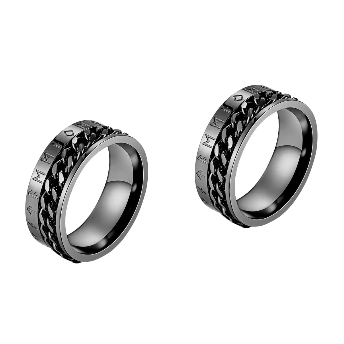 Viking Rune Knot Rings for Men & Women - Titanium Steel Nordic Scandinavian Couple Rings (2pcs) - Dainty Vintage Jewelry for Everyday Wear, Gifts, and Special Occasions