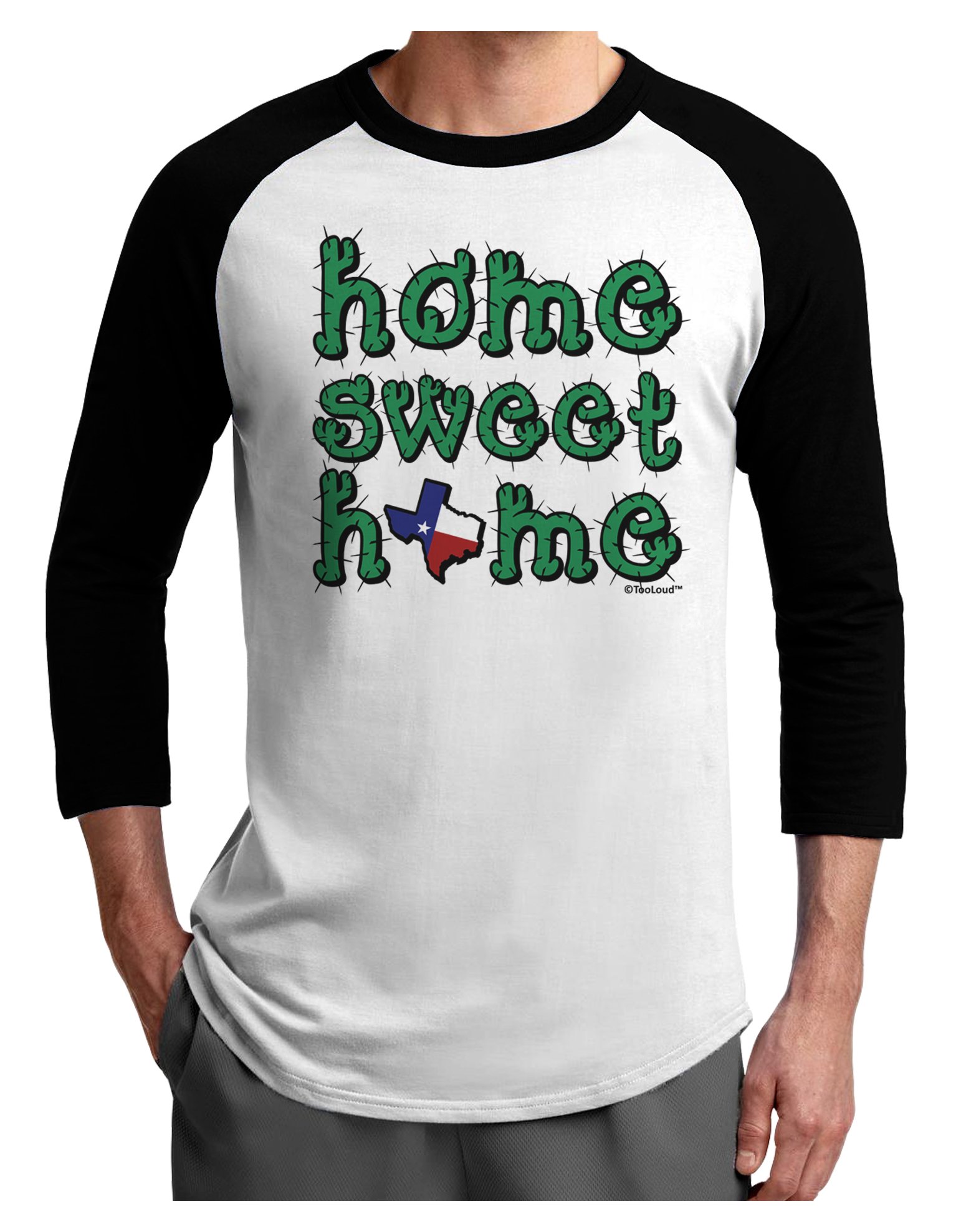 TOOLOUD Texas Pride Raglan Shirt - Cactus & State Flag Design for Men & Women | Perfect for Casual Wear, Outdoors & State Pride Events