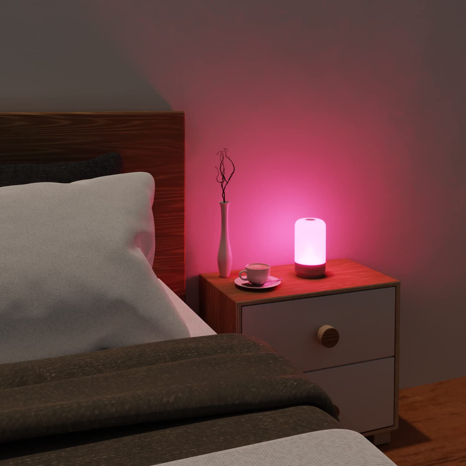 Lepro LED Touch Table Lamp - Dimmable Bedside Night Light with Auto-Off Timer, 350lm Adjustable Warm White/Cool White & RGB Color Changing Mood Lighting (Wood Grain) - Perfect for Bedrooms, Living Rooms & Home Office Lighting