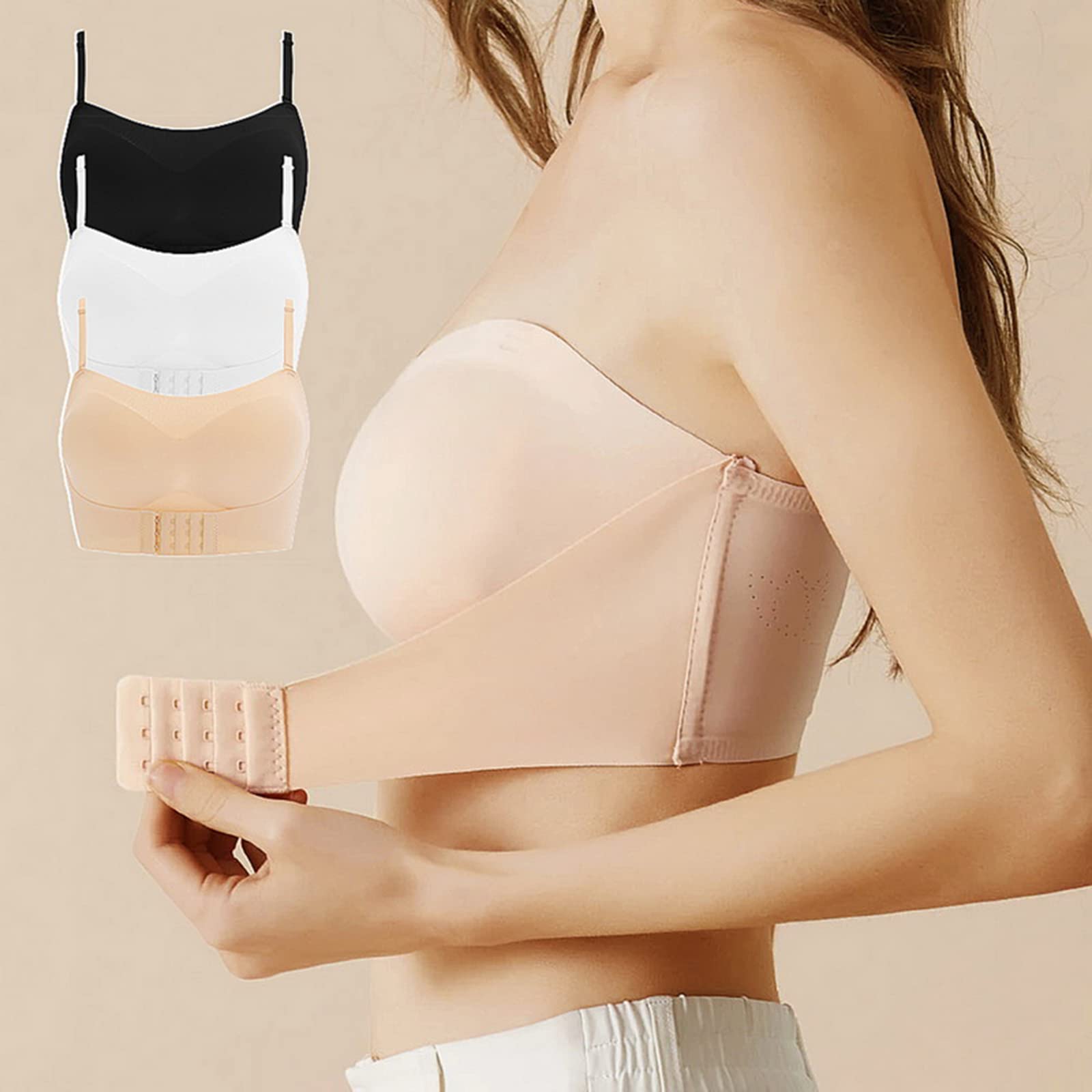 Strapless Backless Invisible Bra for Women - Seamless Wireless Push Up Tube Top - Breathable Comfort for Wedding, Evening Wear & Special Occasions