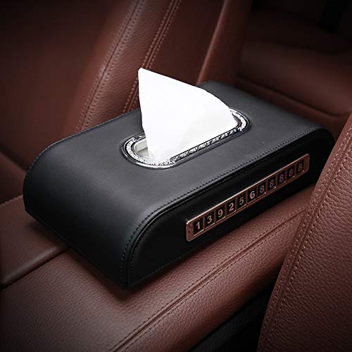 GPPZM Multifunctional Car Tissue Box with Parking Phone Number Card & Napkin Holder - Auto Accessories for SUV, Sedan, Truck (Color: C) | Perfect for Road Trips, Commuting & Family Travel