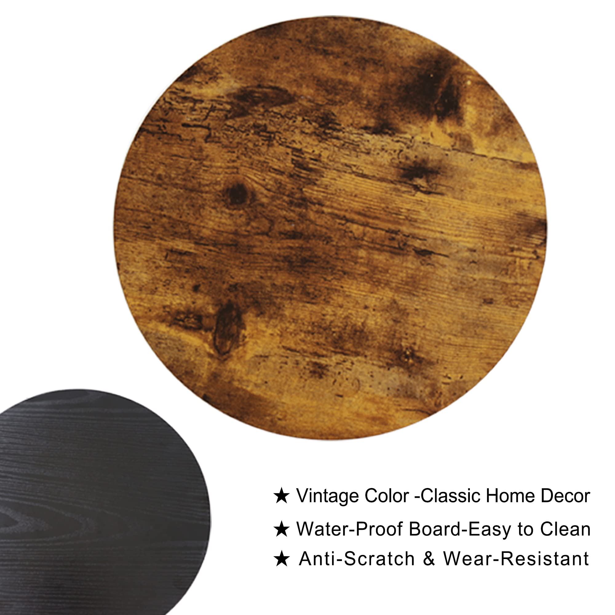 INHABIT UNION Round End Table - Rustic Brown Wooden Accent Table with Storage Shelf | Small Side Table for Living Room, Bedroom & Balcony | Space-Saving Furniture for Apartments & Small Spaces
