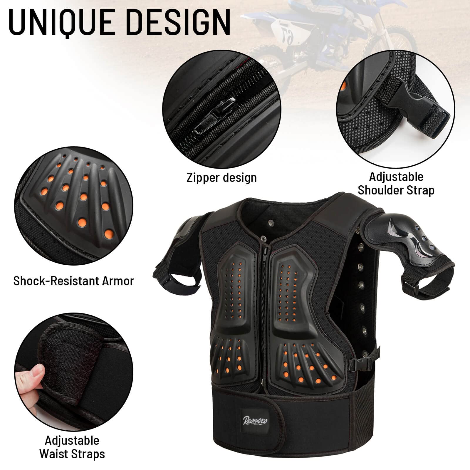 Reomoto Kids Protective Gear Set - Motorcycle Armor Suit for Dirt Bike, Cycling, Skating & Off-Road Riding | Impact Protection for Young Riders | Ideal for Motocross, BMX, Skateboarding & Winter Sports
