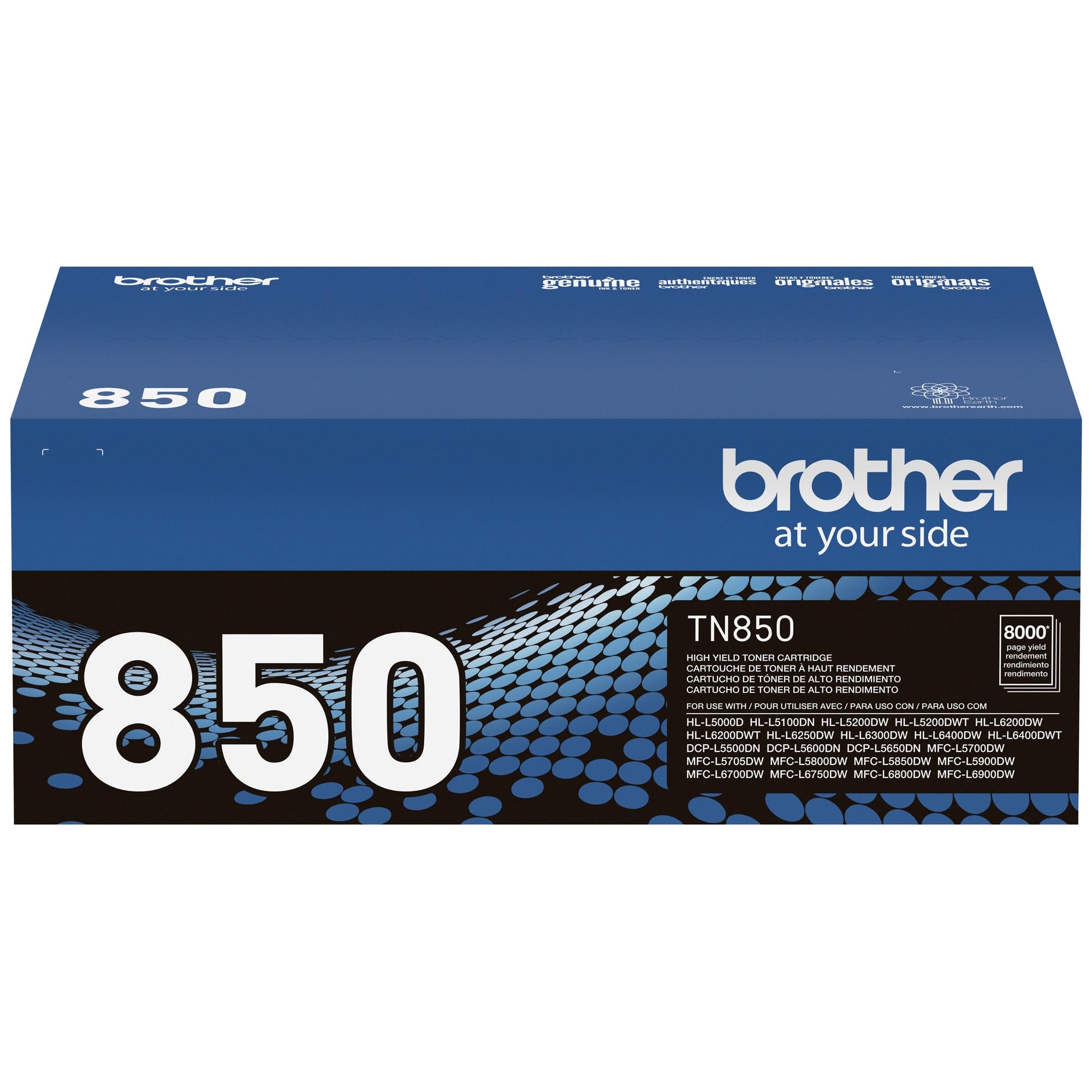 Brother TN850 High Yield Black Toner Cartridge - Genuine Replacement (Up to 8,000 Pages) | Compatible with Brother Printers | Ideal for Home Office & Small Business Printing Needs
