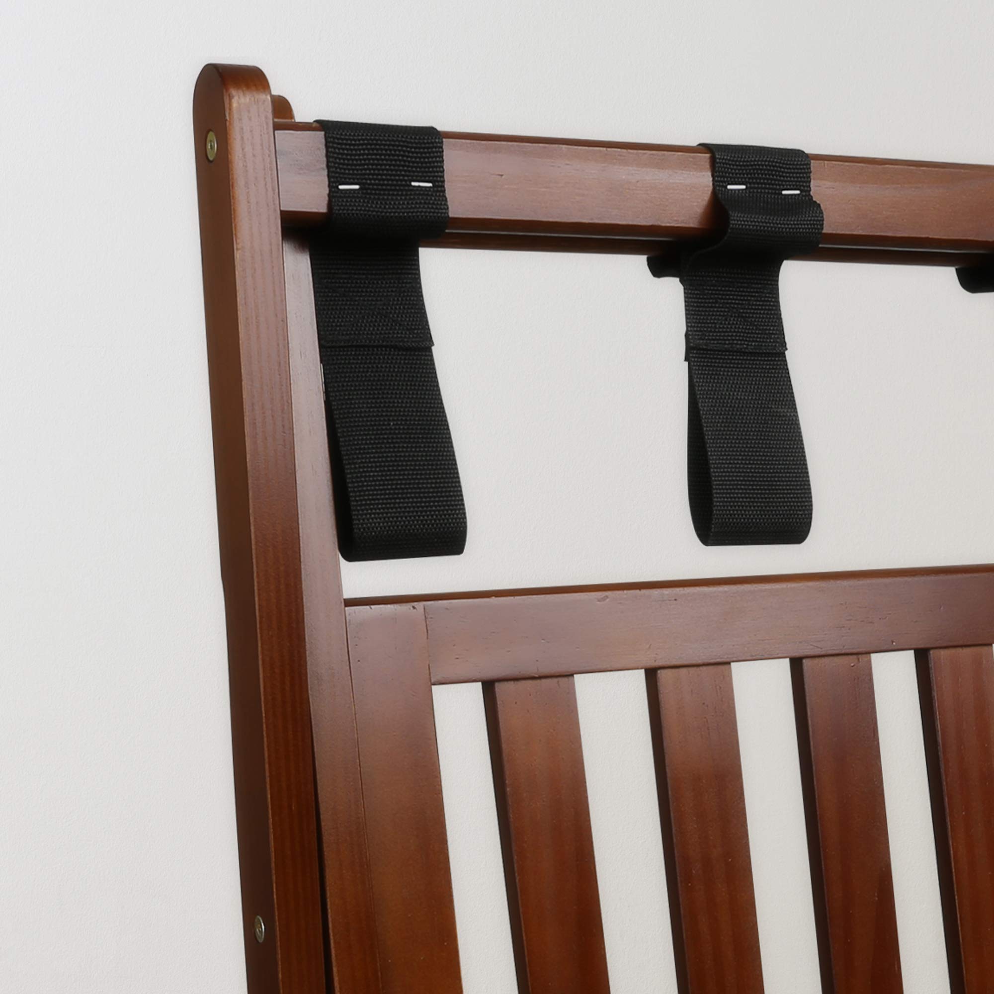 Sturdy Walnut Solid Wood Luggage Rack for Bedroom & Entryway - Space-Saving Travel Storage Organizer for Suitcases & Bags