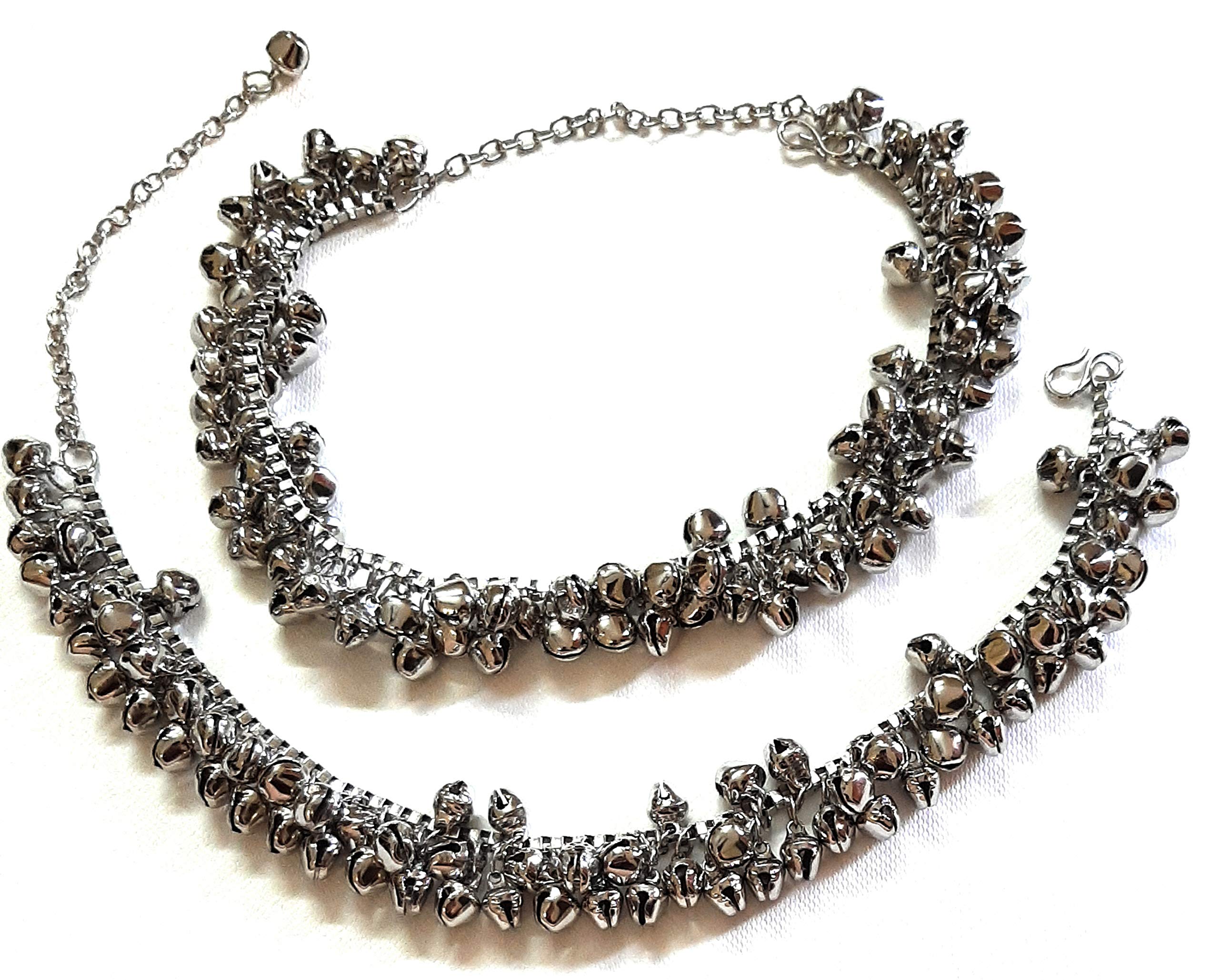 Traditional Indian Silver Oxidized Ghungroo Payal Anklet - Ethnic Bollywood Wedding Jewelry for Women & Girls | Perfect for Dance Performances, Festivals & Bridal Accessories