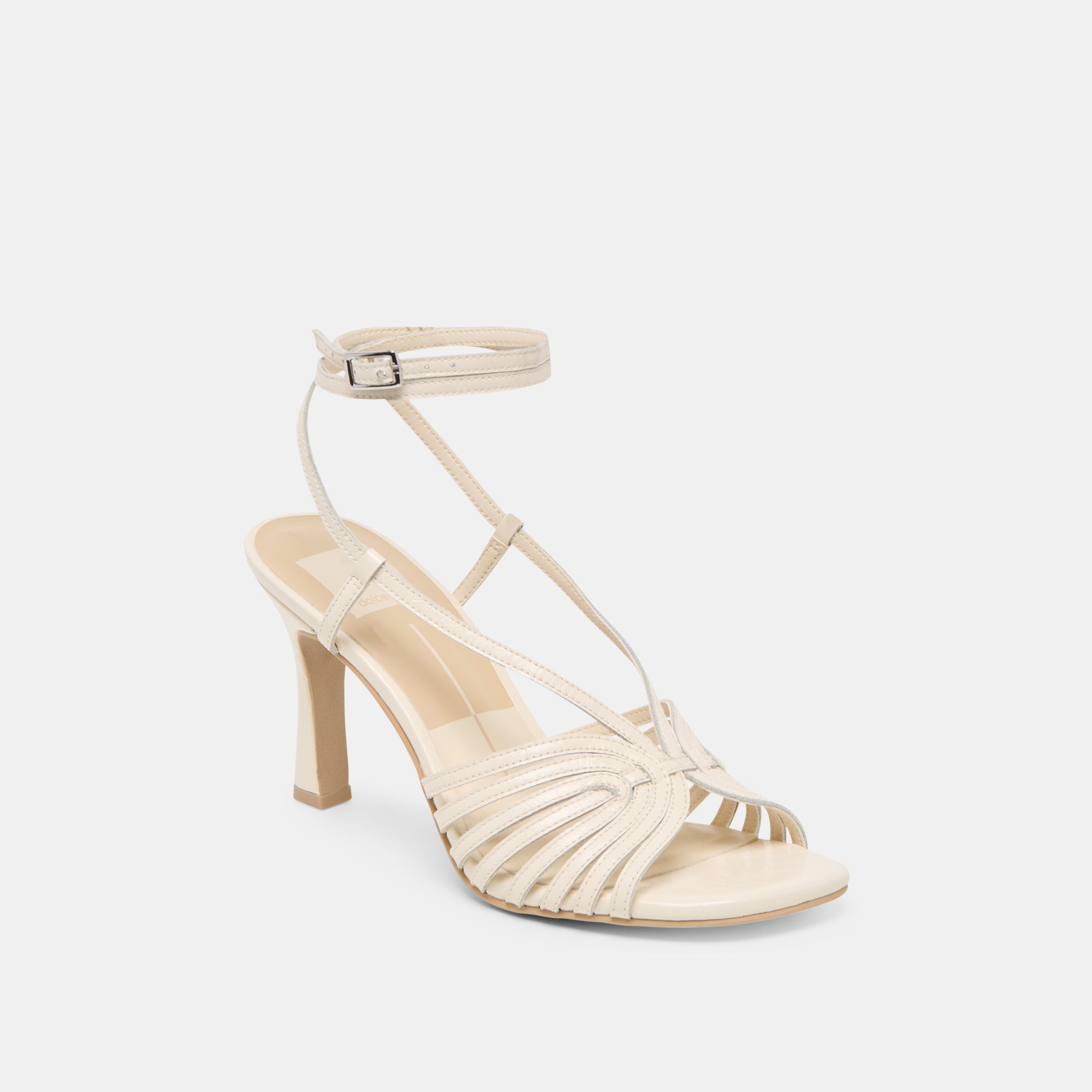 NIVANA Women's Off-White Crinkle Patent Leather High Heels - Elegant Dress Shoes for Parties, Weddings & Special Occasions