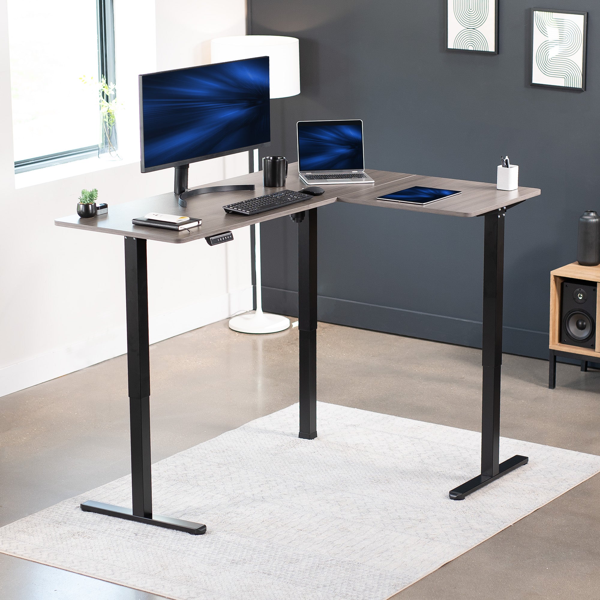 E3 Series Corner Electric Standing Desk - Adjustable Height Home Office Desk for Work & Study | Perfect for Small Spaces & Ergonomic Workspaces