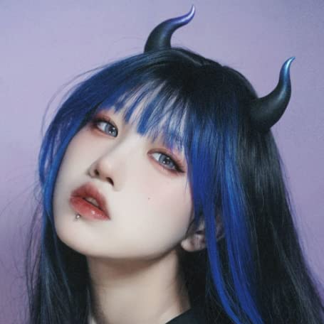 Gothic Devil Horn Hair Clips - Skull Butterfly Bat Edge Hairpins for Halloween Costume Accessories (Blue) | Perfect for Cosplay, Parties & Gothic Fashion