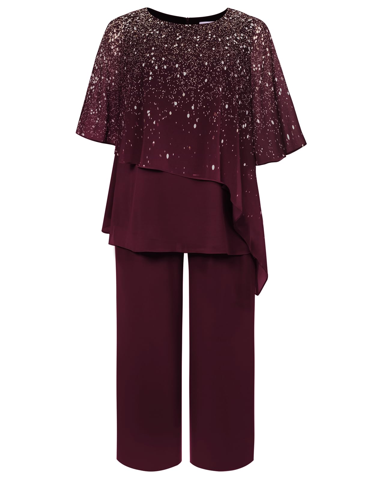 2024 Plus Size Mother of Bride Pant Suits 2-Piece Set - Elegant Ruffle Layers & Gradient Chiffon Outfit for Wedding Guest (Available in Sizes 14-28) | Perfect for Weddings, Parties & Special Occasions
