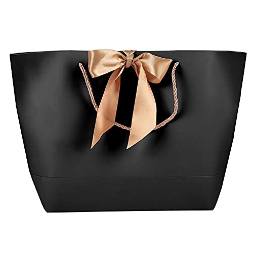 Premium 10-Pack Black Gift Bags - High-Quality Decorative Paper Bags for Clothing, Cosmetics & Gifts | Elegant Packaging Solution for Birthdays, Weddings & Corporate Events