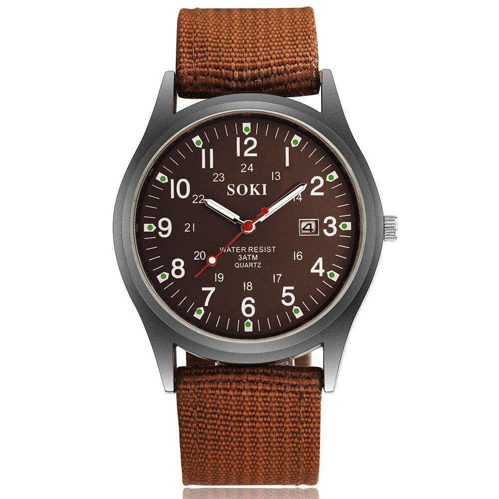 Men's Fashion Quartz Sport Watch - Waterproof Canvas Strap Business Casual Wristwatch for Men & Boys | Perfect for Office, Gym & Outdoor Activities