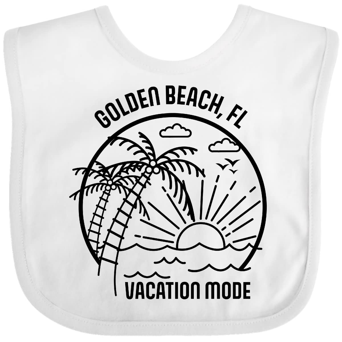 Inktastic Summer Vacation Mode Golden Beach Florida Baby Bib - Soft & Absorbent Drool Bib for Infants, Perfect for Beach Trips, Travel & Everyday Use