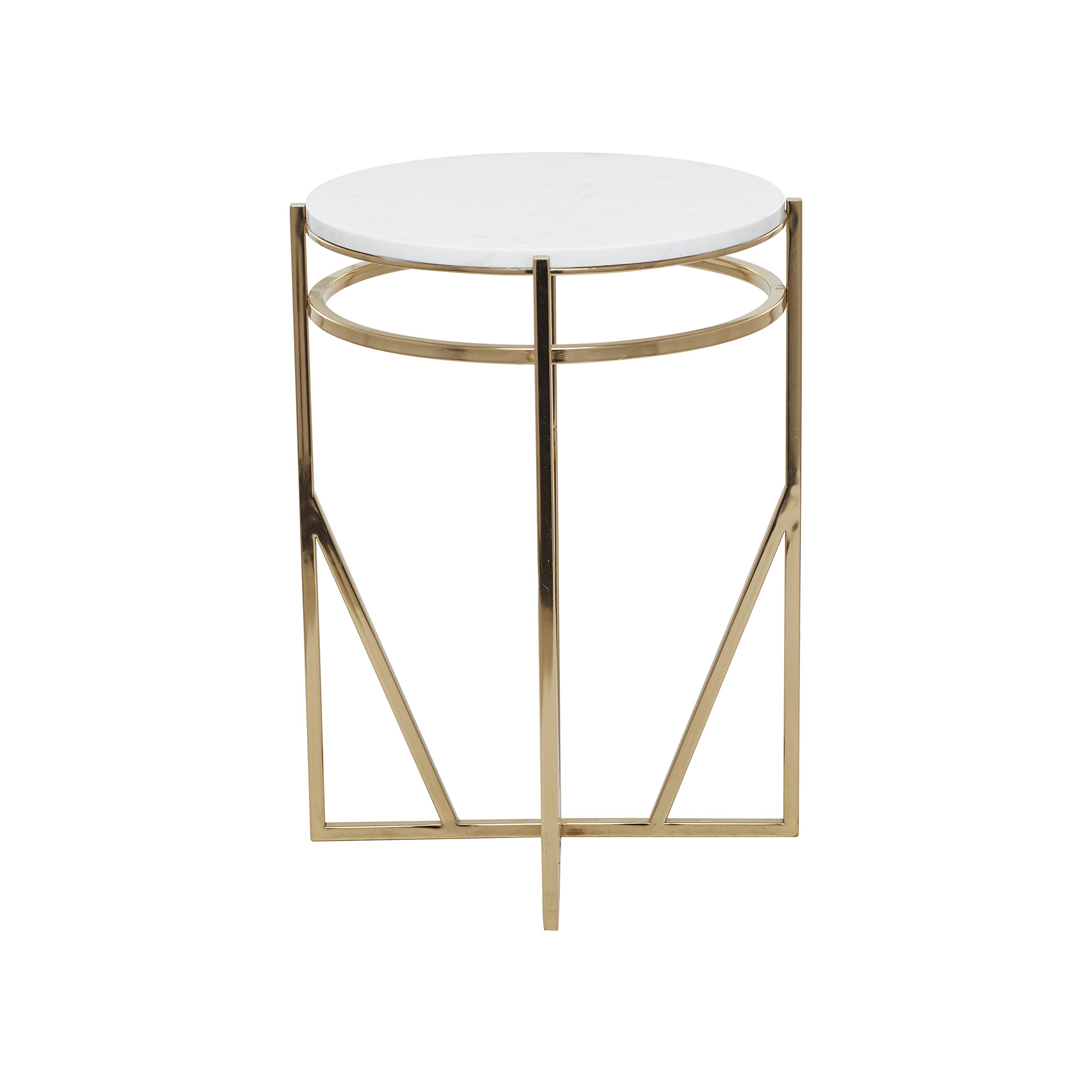 Deco 79 Modern Gold Metal Side Table with Marble Top - 16