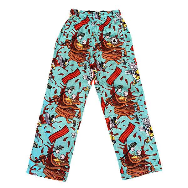 Comfy Youth Chicken & Waffle Print Lounge Pants - Soft Cotton Sleepwear & Casual Home Wear for Boys & Girls - Perfect for Sleepovers, Relaxing & Family Time