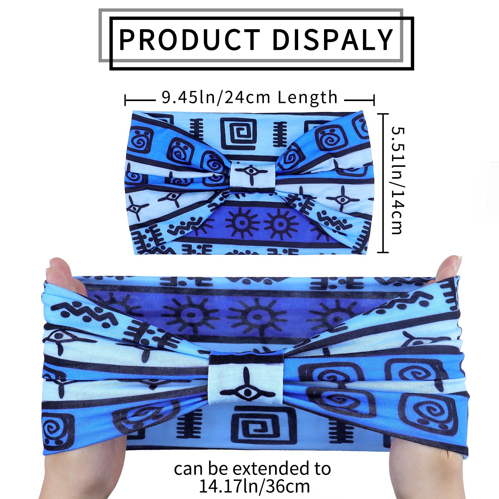 Kavya Wide Elastic Headbands for Women - 4 Pack Stretch Hair Bands for Adults, African American Hair Accessories - Perfect for Workouts, Yoga, and Everyday Styling
