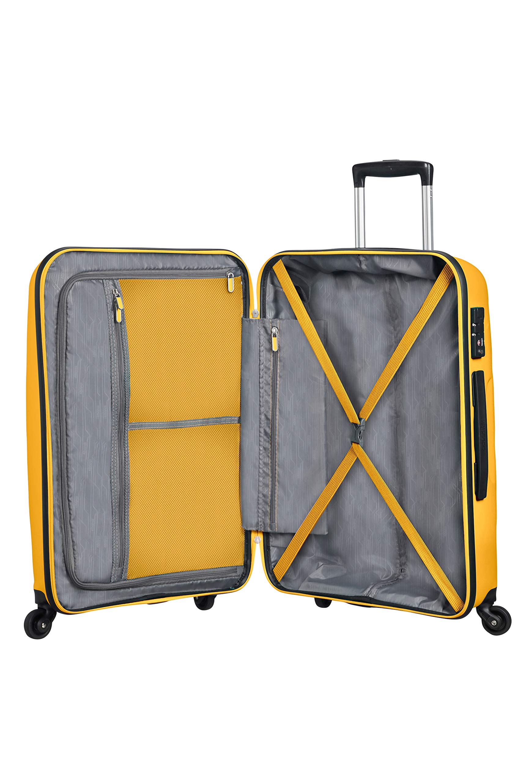 American Tourister Carry-On Luggage 66cm (57.5L) Light Yellow Medium Suitcase - Perfect for Air Travel & Weekend Getaways