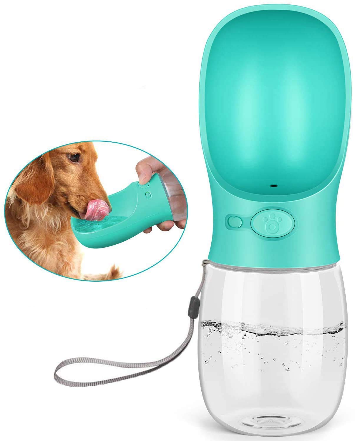 **Kalimdor 12oz Leak-Proof Dog Water Bottle - Portable Pet Water Dispenser with Drinking Feeder for Outdoor Walking, Hiking & Travel - BPA-Free Food-Grade Plastic (Blue) - Perfect for Active Dogs on the Go**