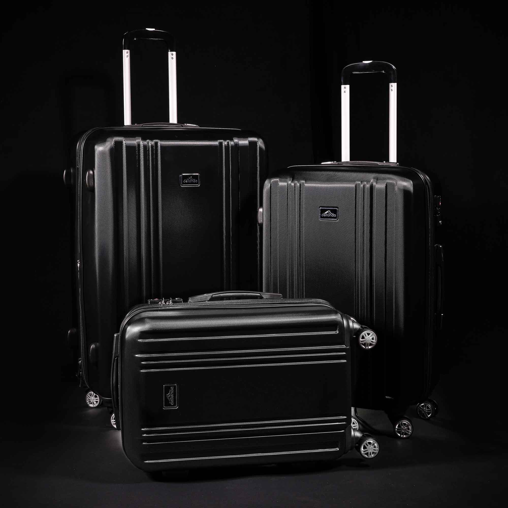 3 Piece Lightweight ABS Luggage Set with TSA Lock - Black DL11 Suitcase Trolley for Travel, Business Trips & Vacations