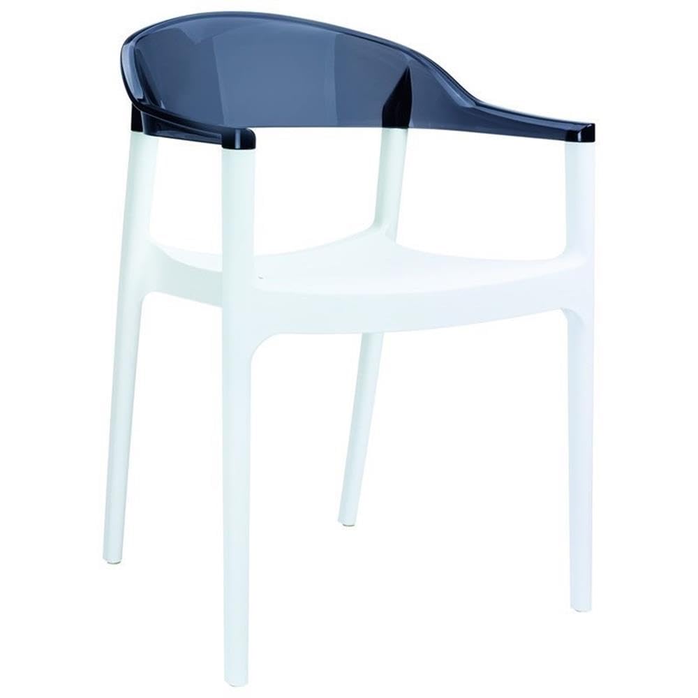 Carmen Patio Dining Chairs Set of 2 - Black Frame with White Cushion - Outdoor Garden Furniture for Patio, Deck, Poolside & Backyard Relaxation