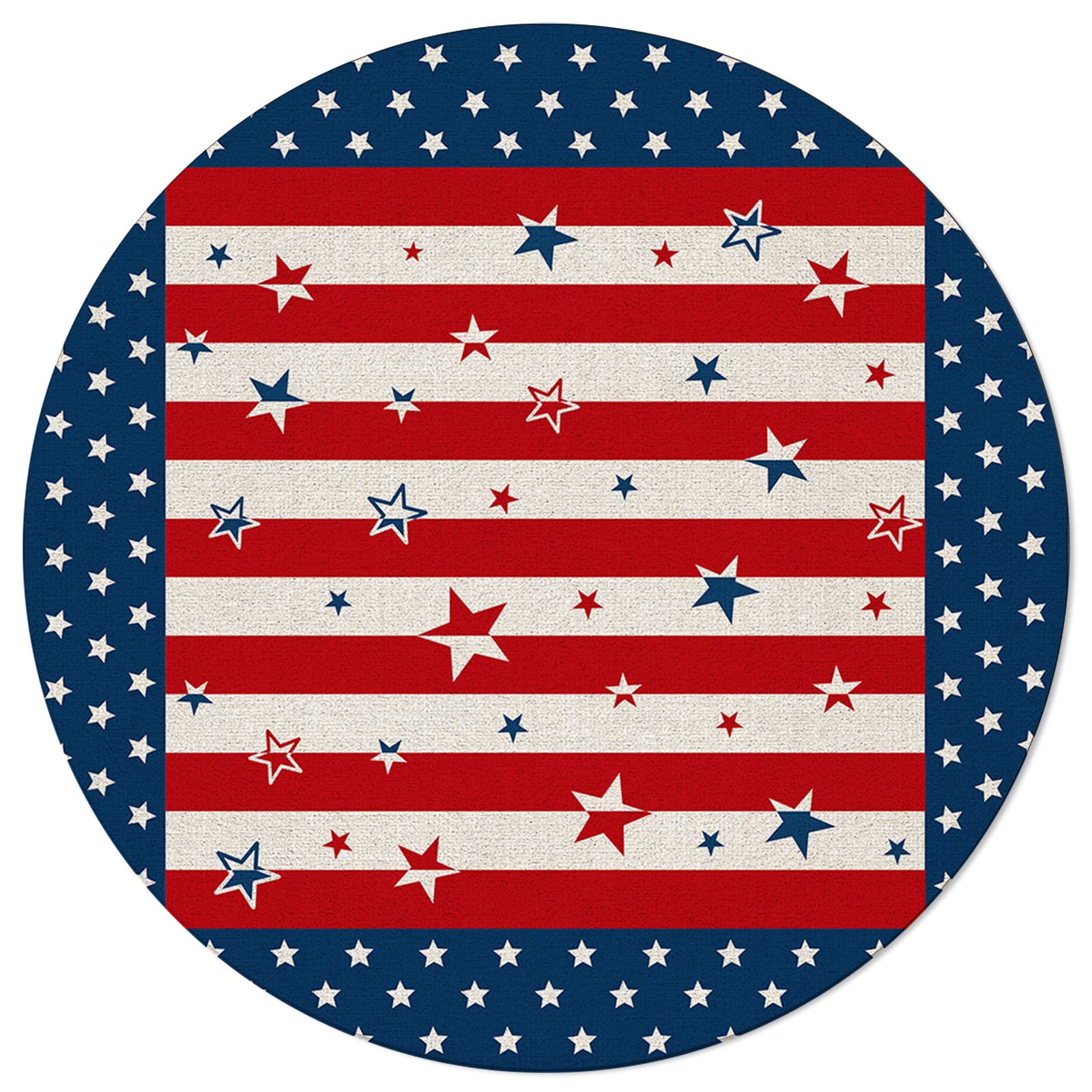 Independence Day Patriotic Large Area Rug 3.3ft - Red White Blue Star Stripes Flag Design Washable Low Pile Carpet for Bedroom, Living Room, Kitchen, Bathroom Runner, Desk Mat - Perfect for 4th of July Decor, Home Office & Entryway Flooring