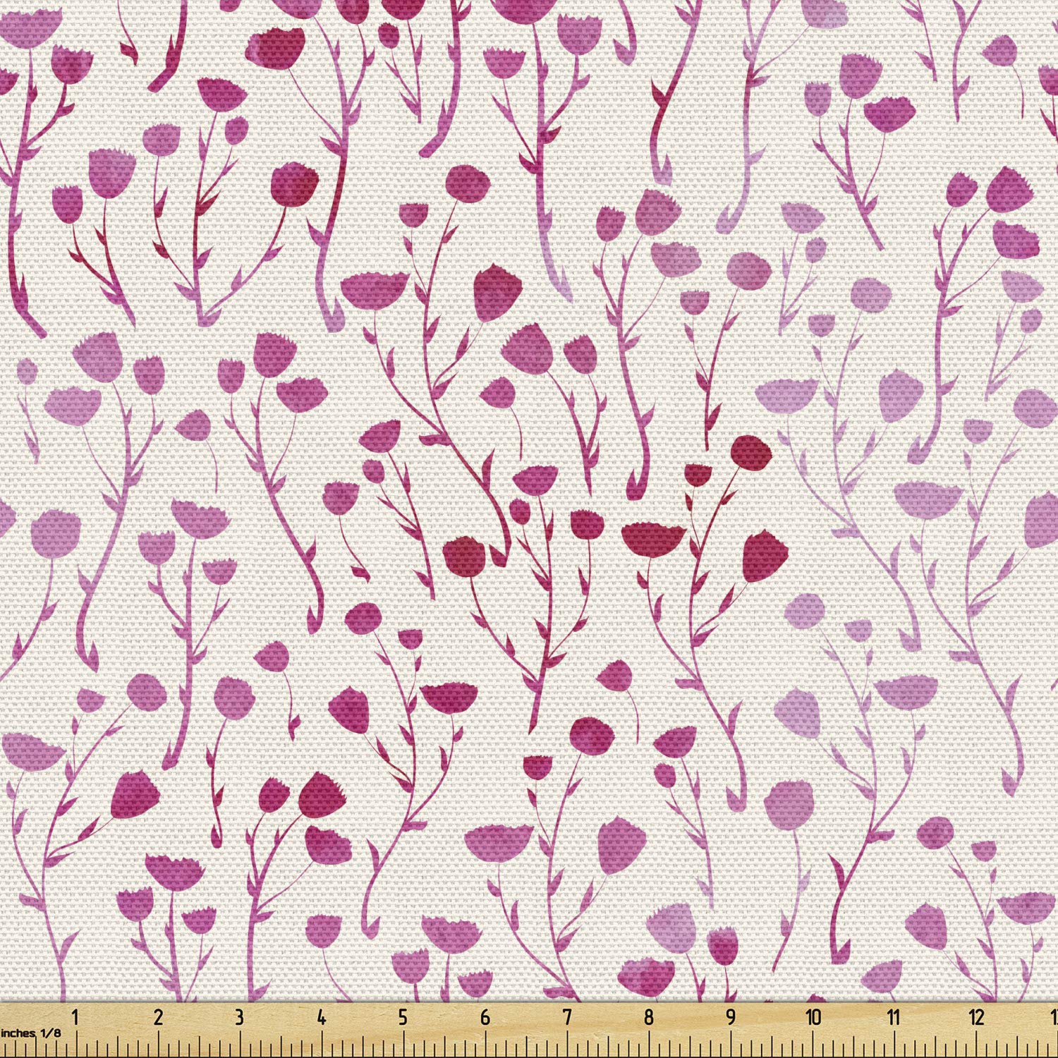 Ambesonne Spring Floral Fabric by The Yard - Doodle Silhouette Flowers Romantic Flourishing Pattern | Decorative Upholstery & Home Decor Fabric (10 Yards, Pink Ivory) | Perfect for DIY Curtains, Pillow Covers & Craft Projects